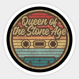 queens of the stone age cassette retro circle Sticker